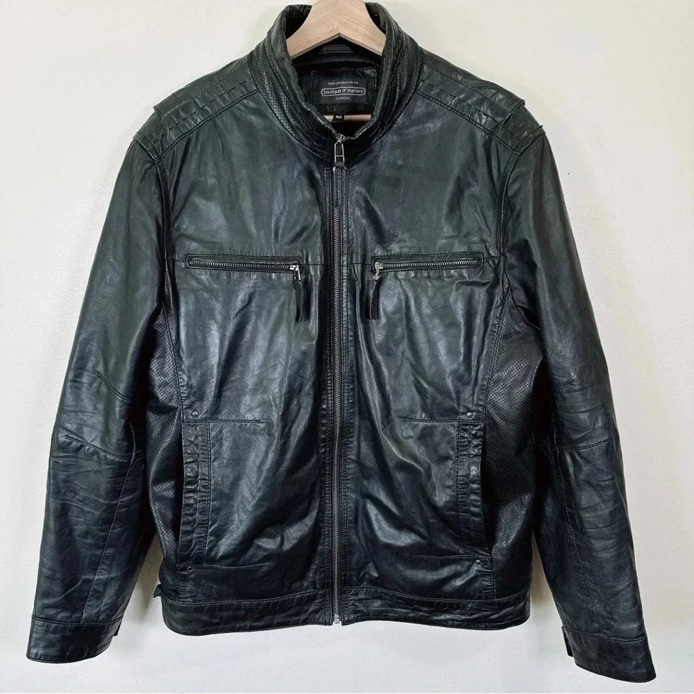 Boutique of Leathers Canada Men's Biker Black Soft Leather Jacket